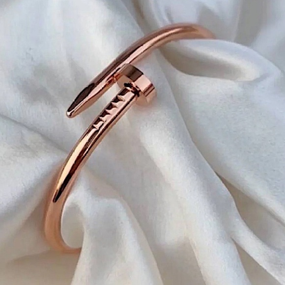 Rose Gold Nail Screw Bangle Bracelet - Picture 8 of 14